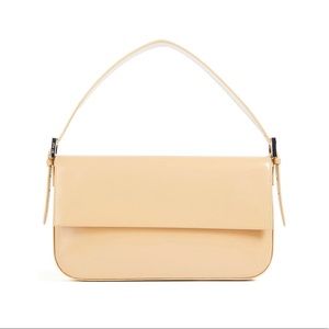 NWT BY FAR Manu Polished Leather Shoulder Bag Color Cream
